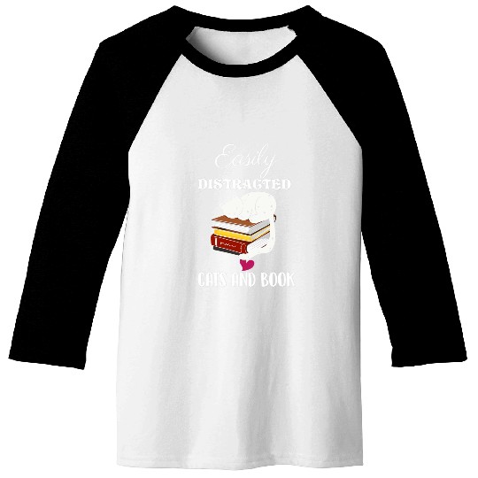 Cute Cats And Books Funny Cat Lovers Baseball Tees