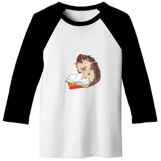 Cute Wildlife Forest Animal Bookworm Book Reading Hedgehog Baseball Tees