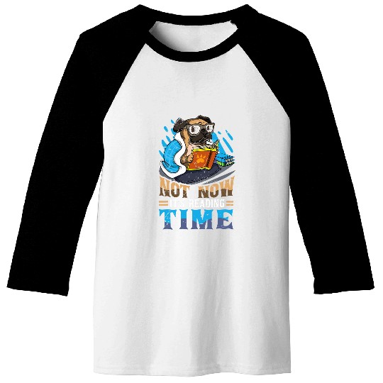 Book Reader Funny Reading Time Dog Pug Bookworm Humor Baseball Tees