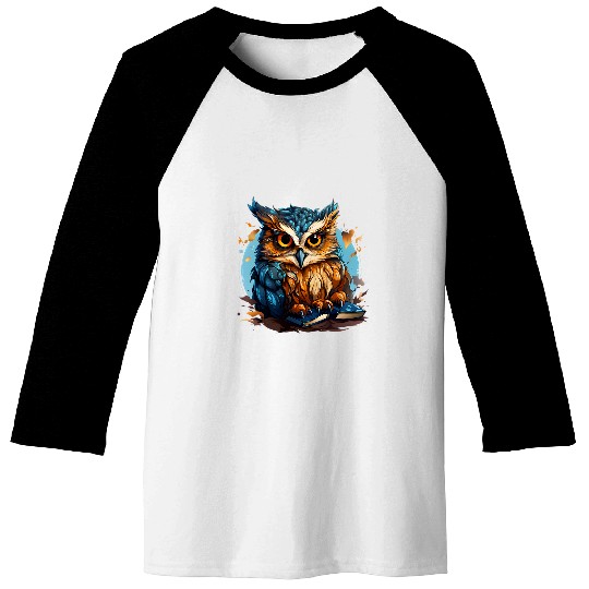 Cute Owl Reading Book Bookworm Owls Baseball Tees