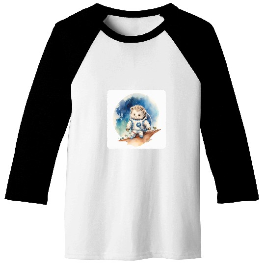 Astronaut Hedgehog On Moon Space Exploration Celestial Baseball Tees