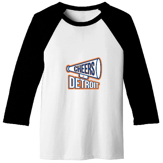Detroit Navy Blue And Orange Megaphone Baseball Tees