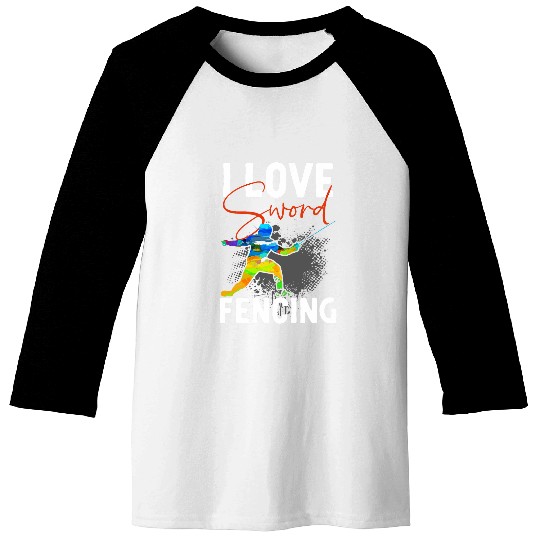 I Love swordss Fencing Design For Fencer Baseball Tees
