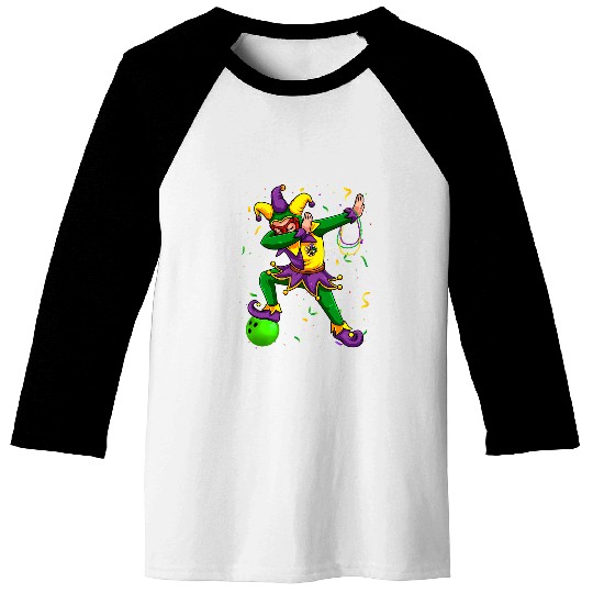 Dabbingss Jester Bowling Ball Mardi Gras Fat Tuesday Parade Baseball Tees