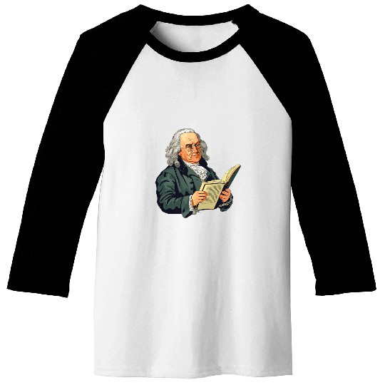 Benjamin Franklin Reading A Book Baseball Tees