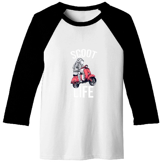 Scoot Life Astronaut Moped Scooter Motorcycle Baseball Tees