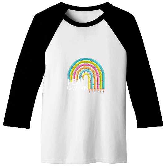 Cute Rainbow Artist Coloring Drawing Painting I Eat Crayons Baseball Tees