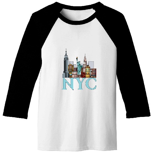 NYC New York City Skyline Drawing Baseball Tees