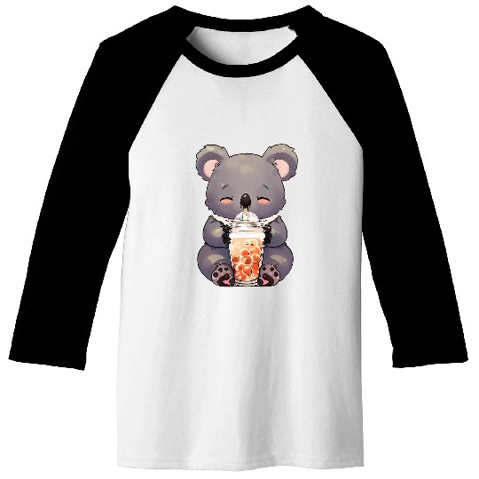 Cute Koala Boba Milk Tea Boy Girl Funny Baseball Tees