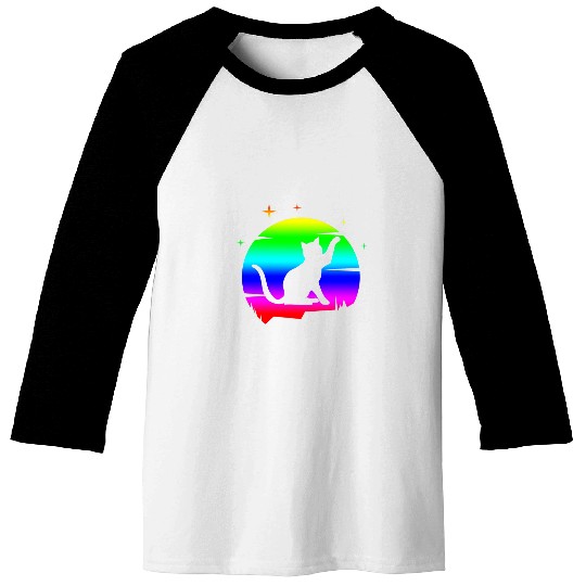Cat Black Moon Pet Meow Kitty Baseball Tees