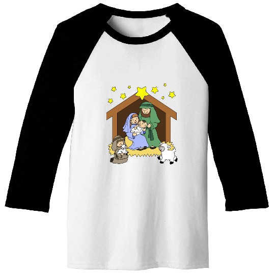 Nativity Scene Baseball Tees