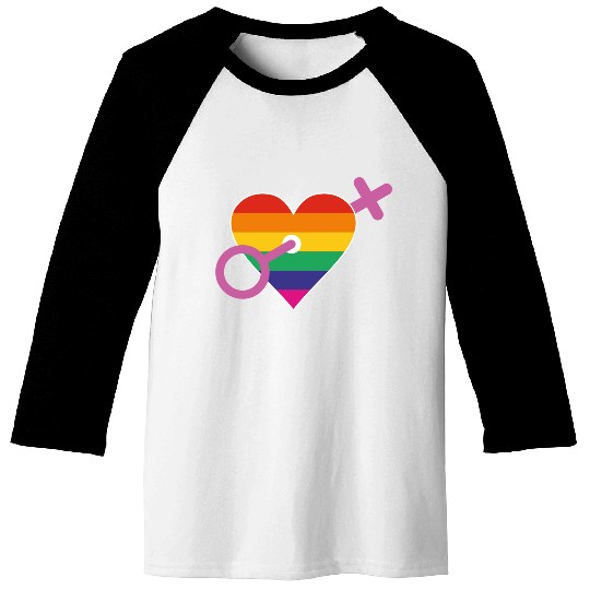 Rainbow heart female Baseball Tees