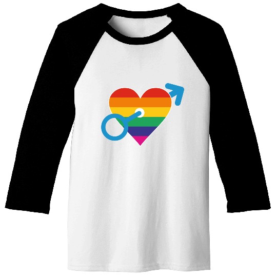 Rainbow heart male Baseball Tees