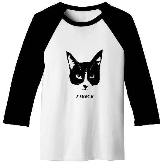 Fierce Cat Face Baseball Tees