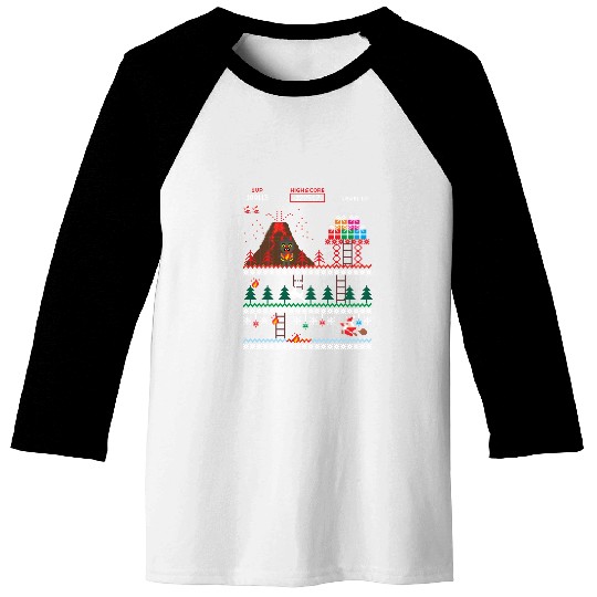 Santa vs Krampus: Merry 8-bit Christmas Baseball Tees