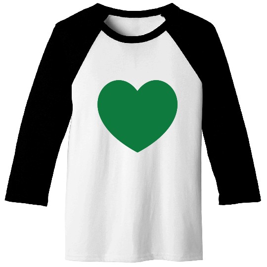 Dark Green Heart Baseball Tees
