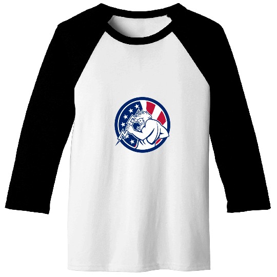 Zeus With Thunderbolt USA Flag Icon Baseball Tees