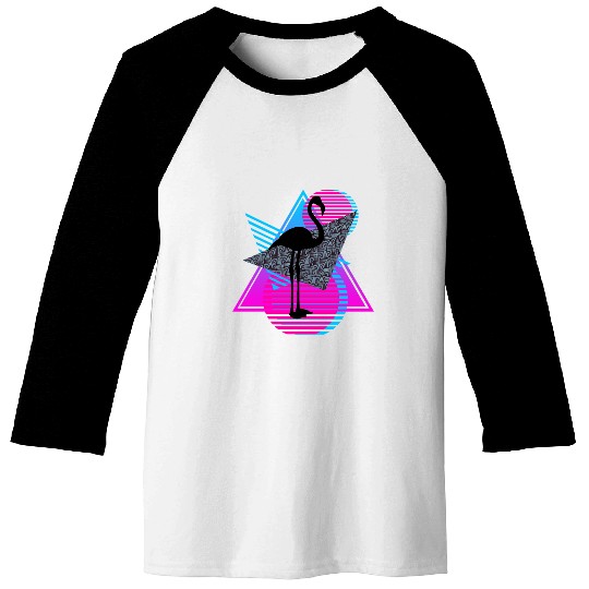vaporwave aesthetics FLAMINGO 80s retro triangle Baseball Tees