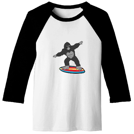 Gorilla Mokey Ape Surfing Surf Gift & Present Baseball Tees