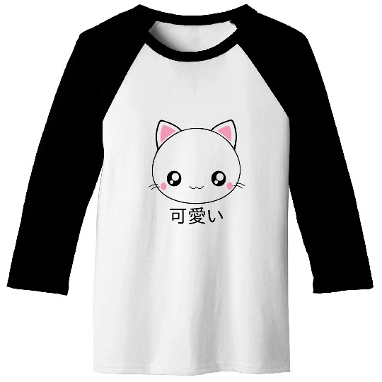 Cute Kawaii Cat Face Japanese Anime Baseball Tees