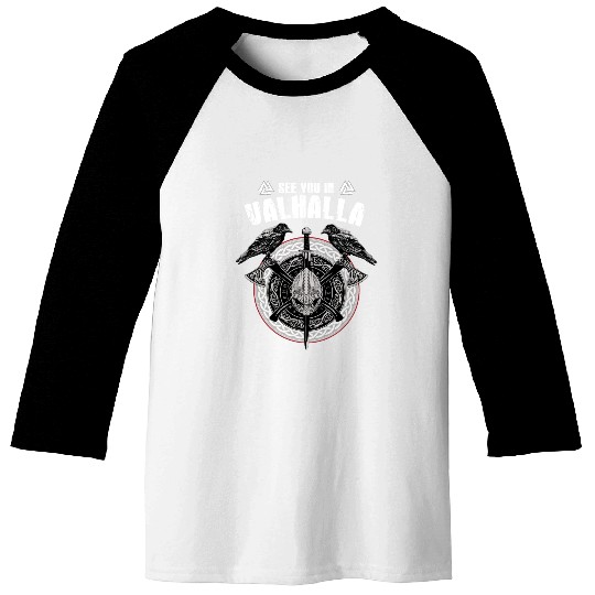 Valhalla Odin design with Huggin and Muninn and Baseball Tees