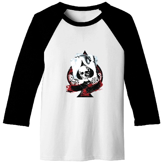 Scorched Ace Of Spades Poker Dice Skull Baseball Tees