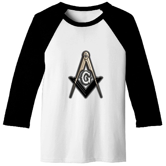 Freemason Compass Metal White Sharp Baseball Tees