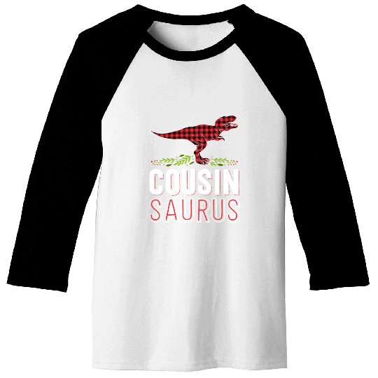 Cousin Saurus T Rex Red Plaid Matching Family Baseball Tees