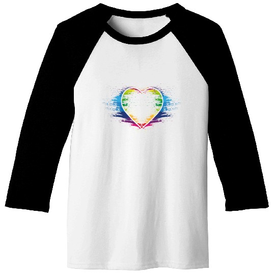 Rainbow heart Baseball Tees
