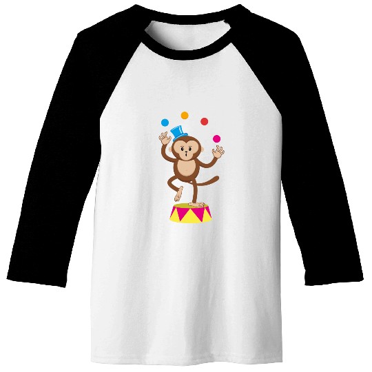 Cute Circus Monkey Ape Comic Cartoon Baseball Tees