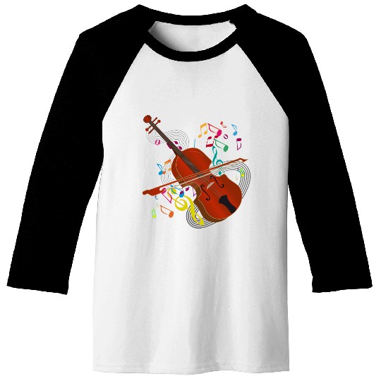 red-brown hand-drawn violin with notes Baseball Tees