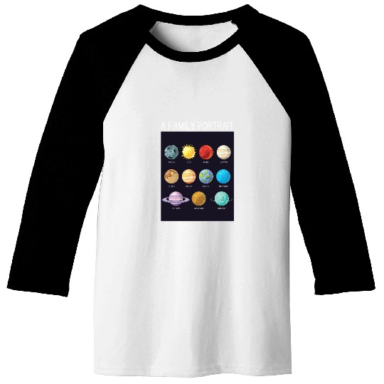 Outer Space Nerd Solar System Planets Sun Moon Baseball Tees