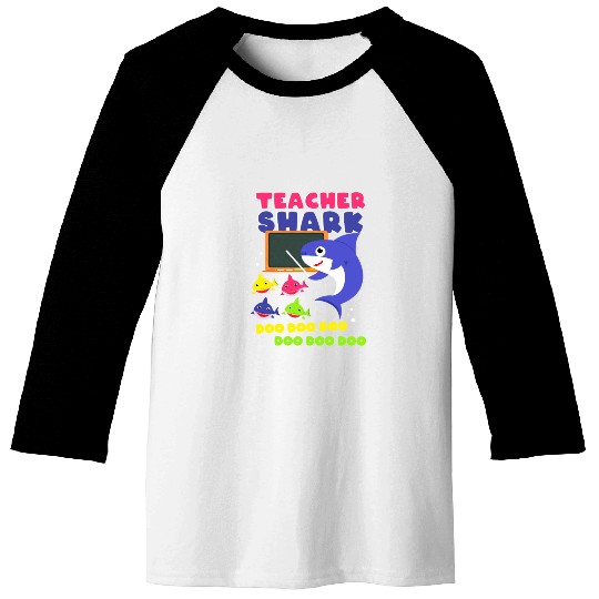 Funny Teacher Shark Preschool Teacher Baseball Tees