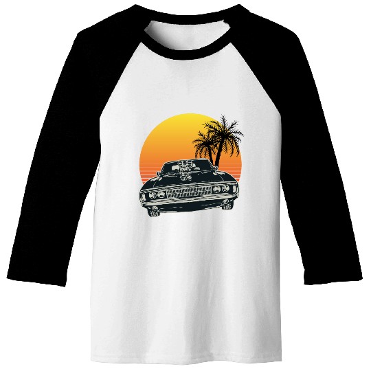 Muscle Car Sunset Baseball Tees