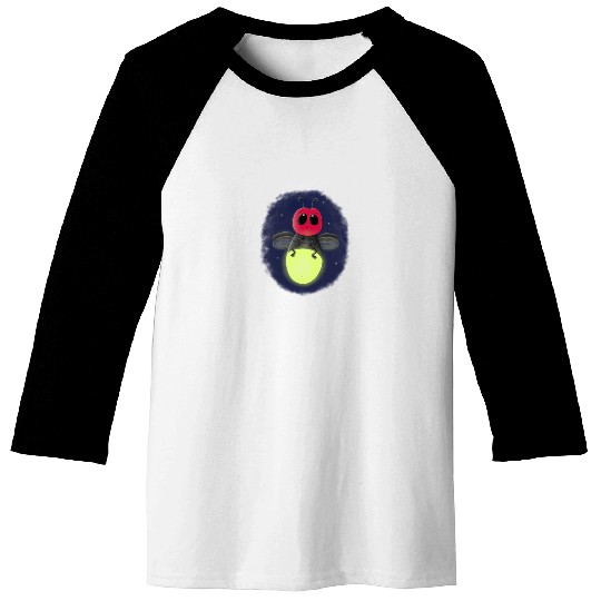 Cute lightning bug firefly cartoon illustration Baseball Tees