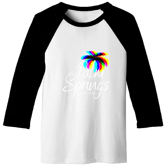 Palm Springs Neon Tree (White) Baseball Tees