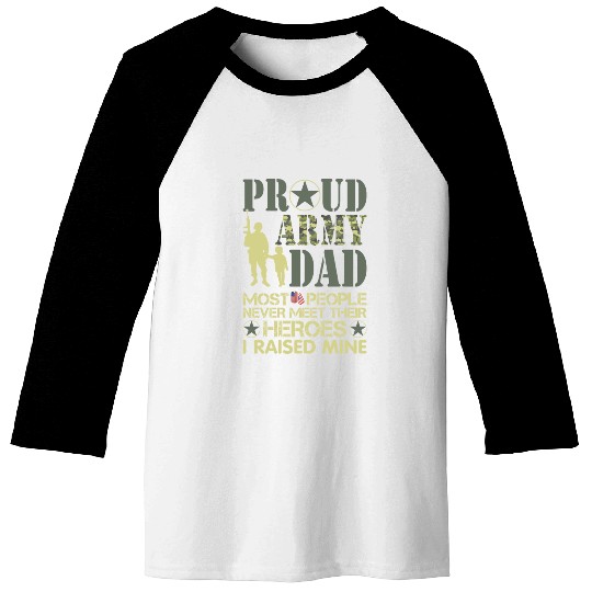 Proud Army National Guard Dad American Flag Baseball Tees