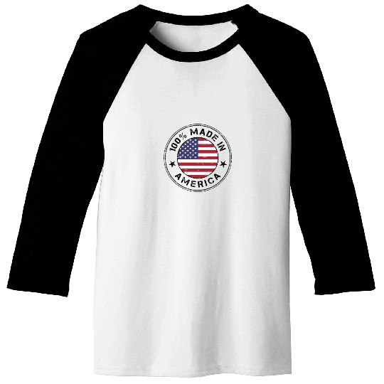 USA Made in America flag stamp Baseball Tees