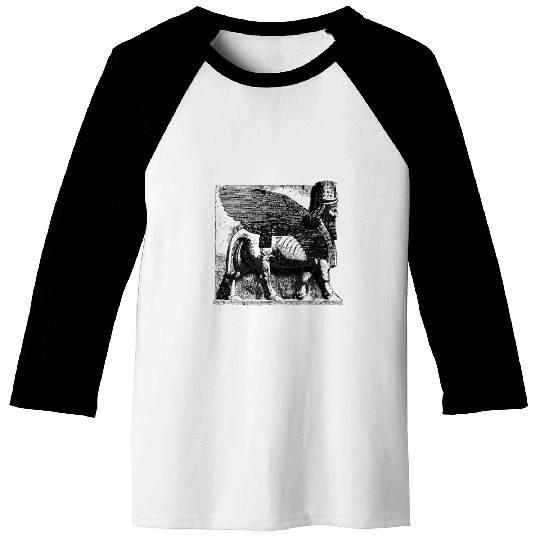Lamassu Sumerian Persian Lion Bull Human Head Baseball Tees