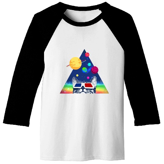 3D Space Cat Baseball Tees