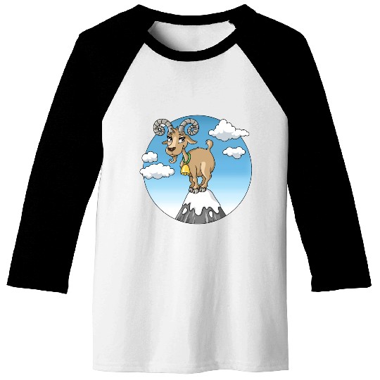 Mountain goat peaks with snow cartoon Baseball Tees