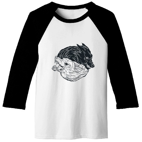 Wolf yin yang meditation philosophy symbol Baseball Tees