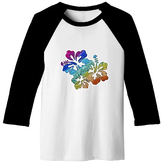 hibiscus glitter Flower Baseball Tees
