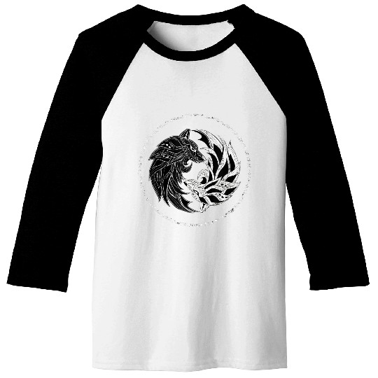 yin yang Wolves Wolf yinyang Tai Chi Qi Gong Baseball Tees