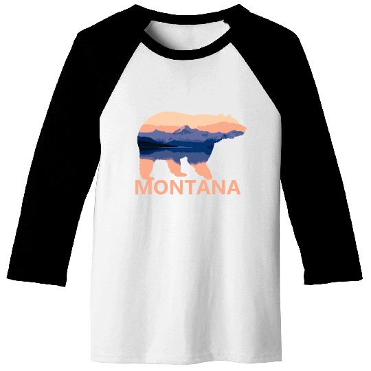 Montana Bear Nature Hiking Camping Gift Baseball Tees