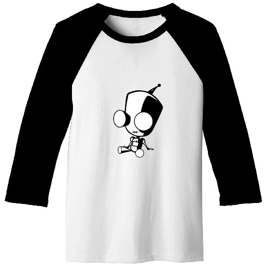 black and white robot Baseball Tees