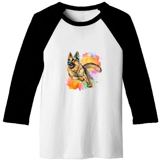 German Shepherd Colorful Dog Lover Baseball Tees