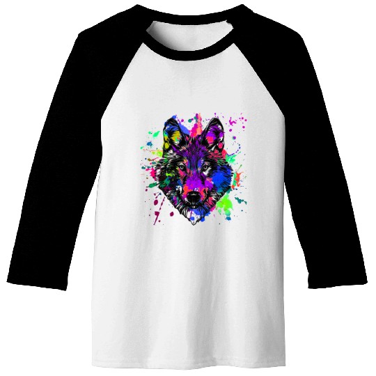Paint Splatter Wolf Baseball Tees