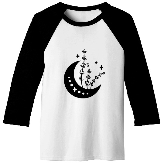Wild Flower Crescent Moon Baseball Tees