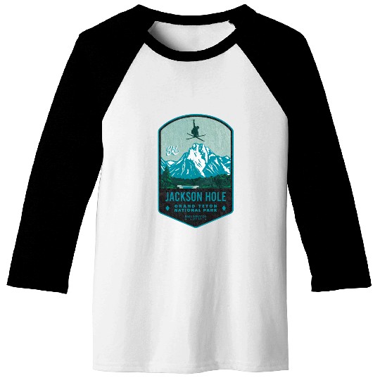 Jackson Hole Ski Badge Baseball Tees